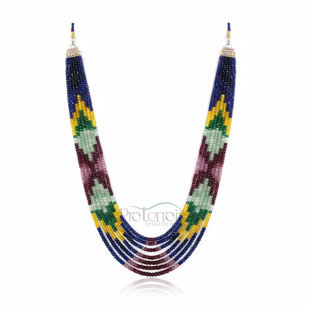 Collier Beldi Zomorod Coloré - Bijou Traditionnel Marocain