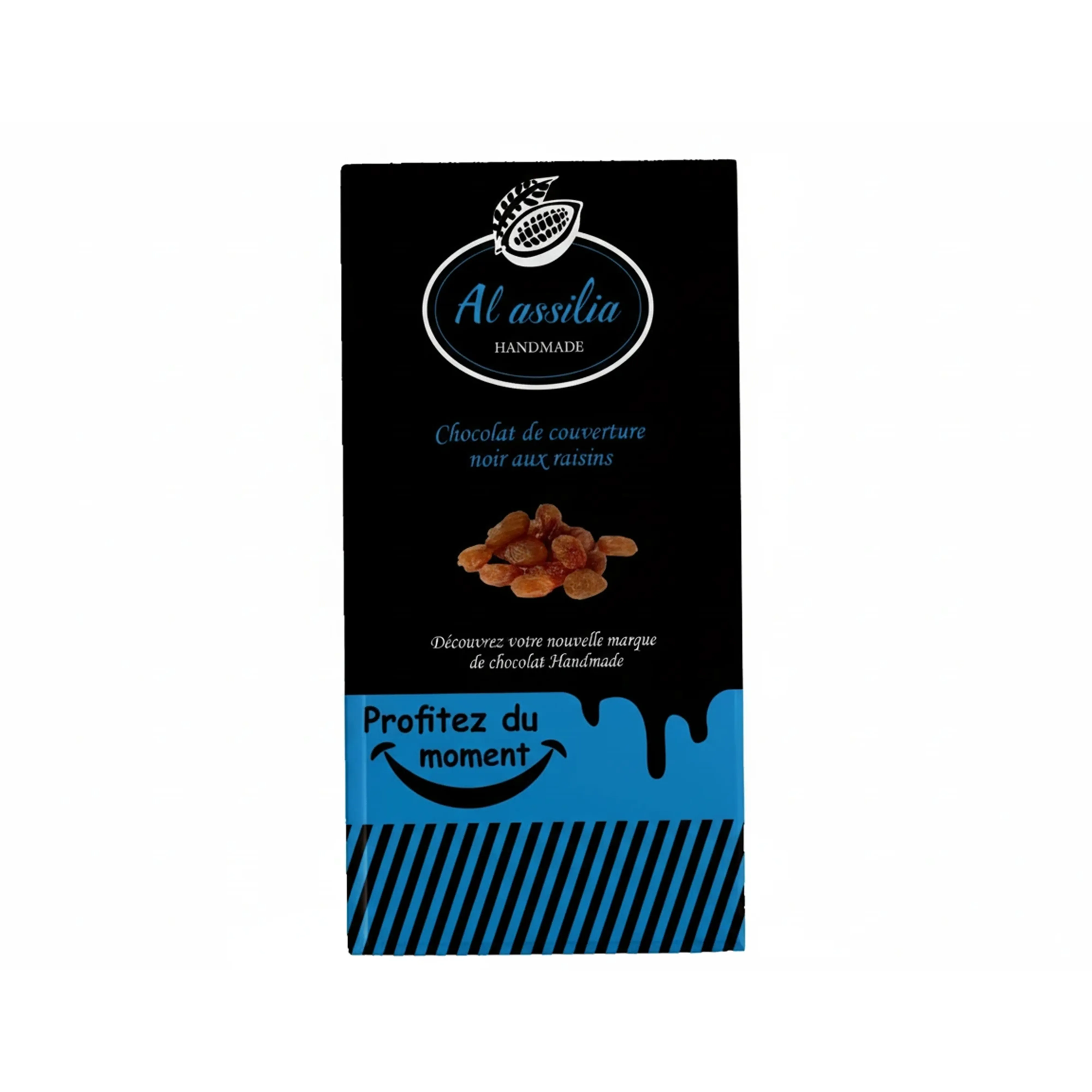 Chocolat de couverture noir aux raisins