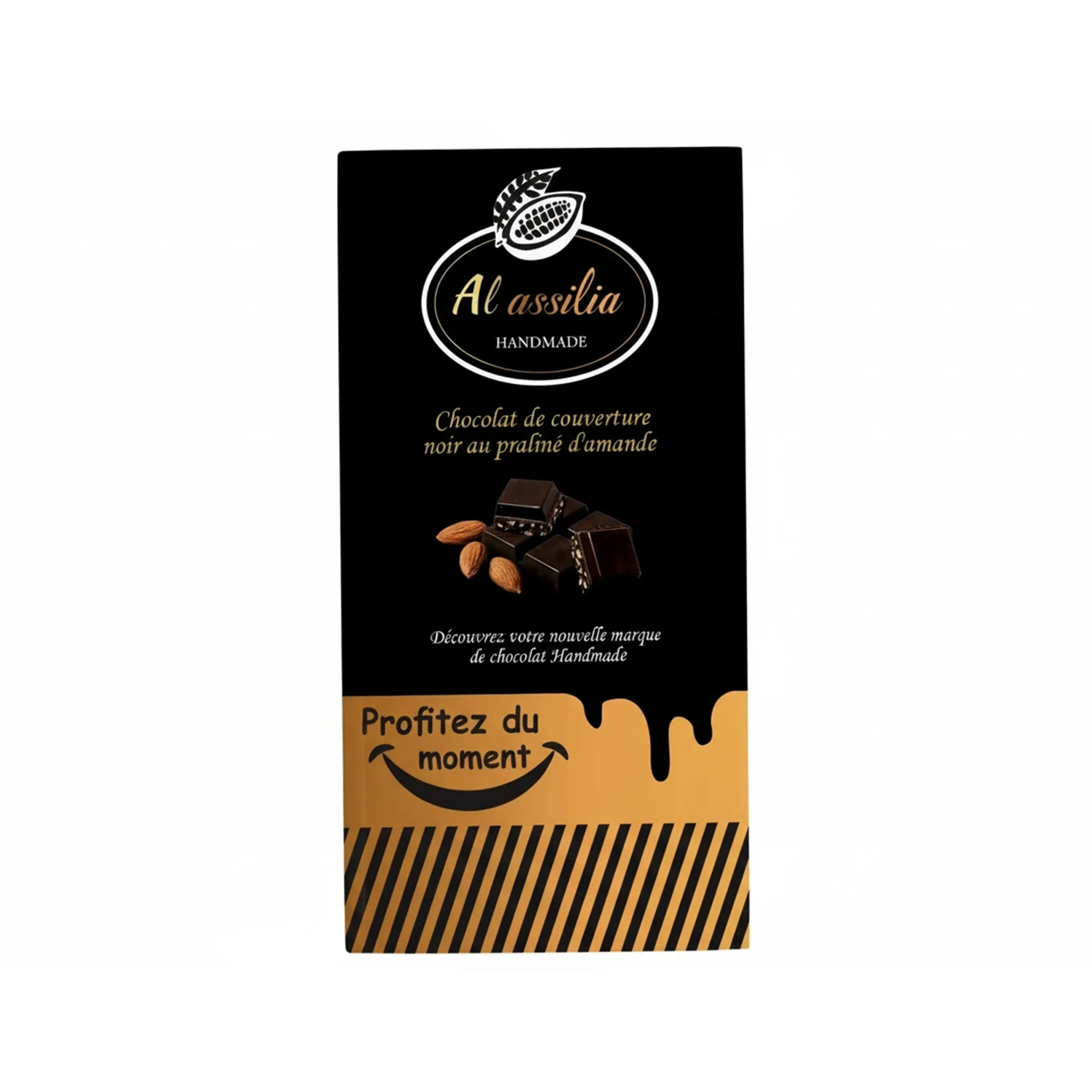 Tablette de chocolat de couverture noire