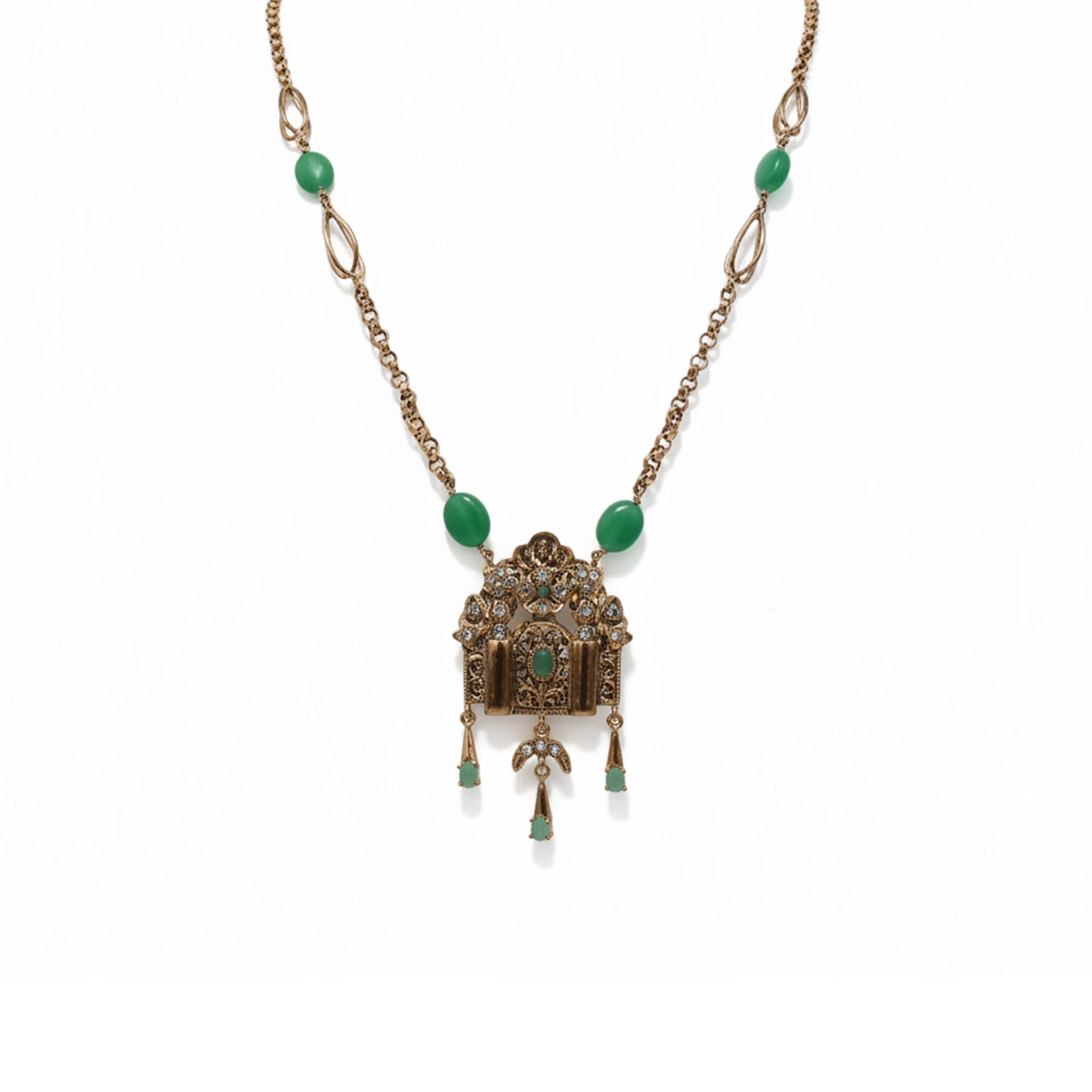 Sautoire Bab Mansour – Collier marocain artisanal en argent doré