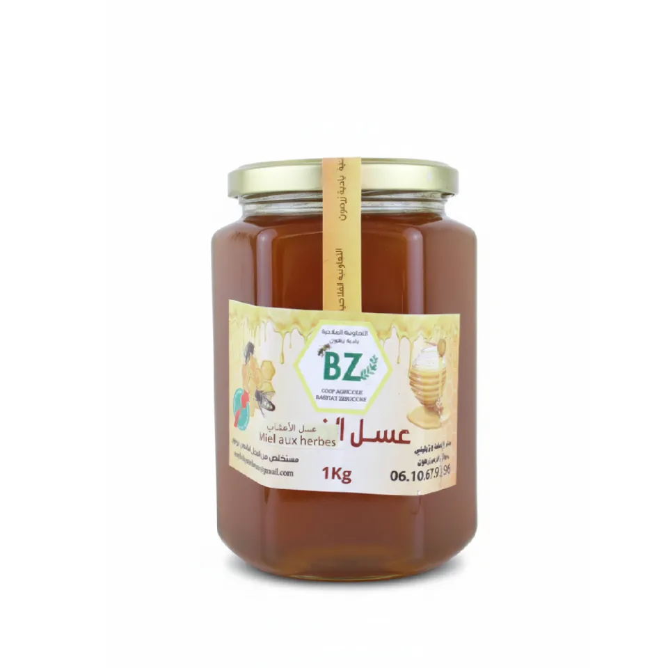 Miel aux Herbes Premium - Fusion Naturelle de Saveurs Authentiques 1Kg