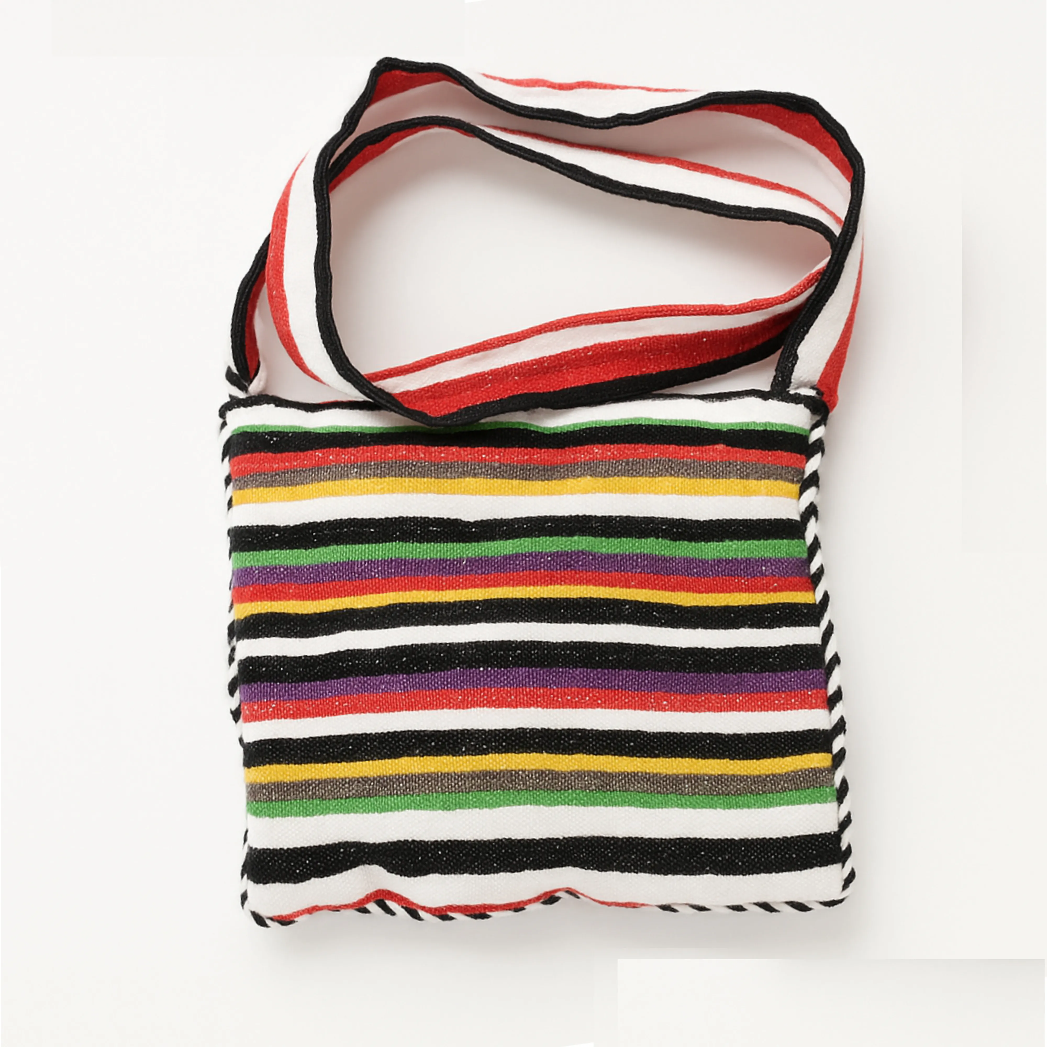 Sac artisanal marocain multicolore à rayures – Bandoulière tissée à la main