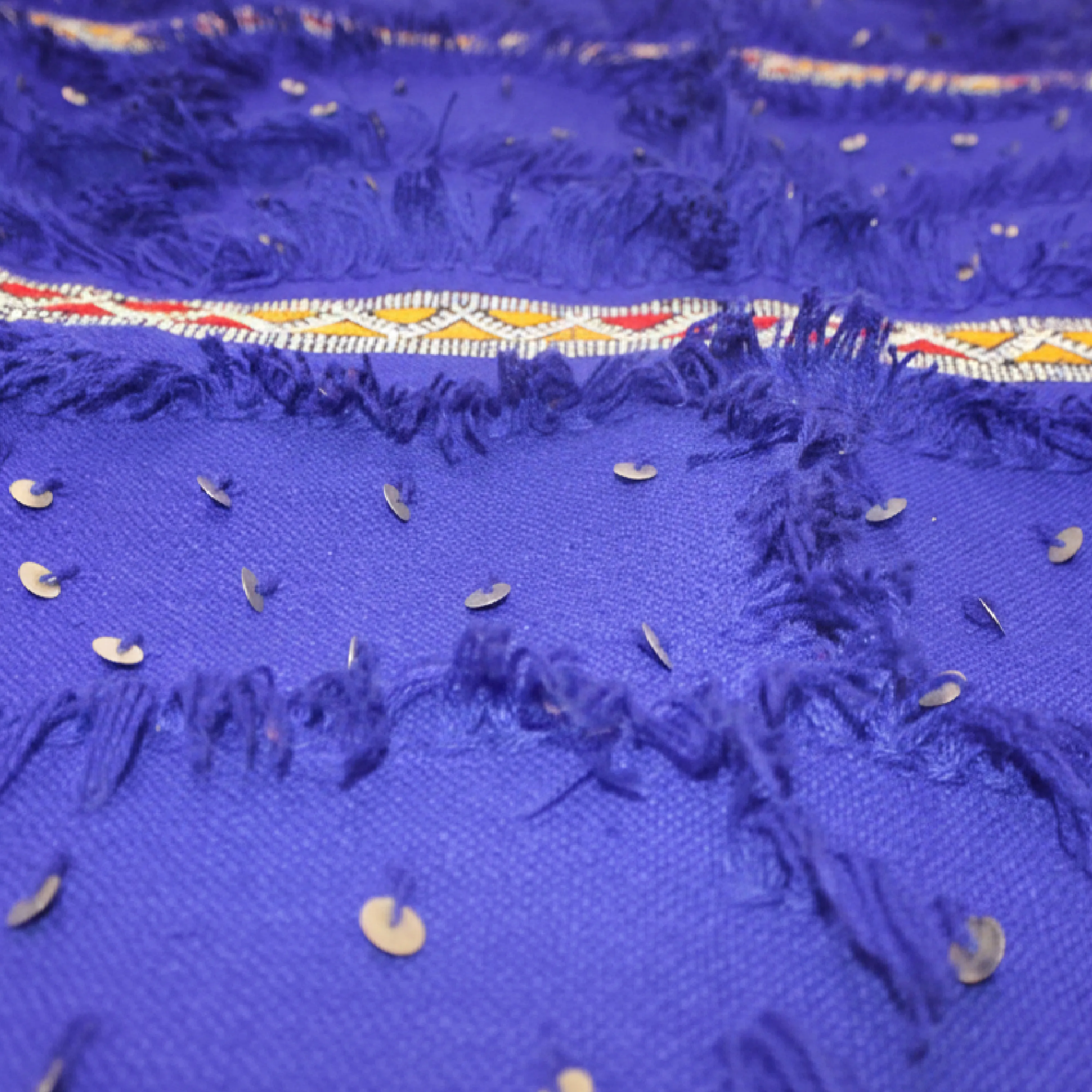 Tapis bleu artisanal 1.5m x 1m – Fait main au Maroc