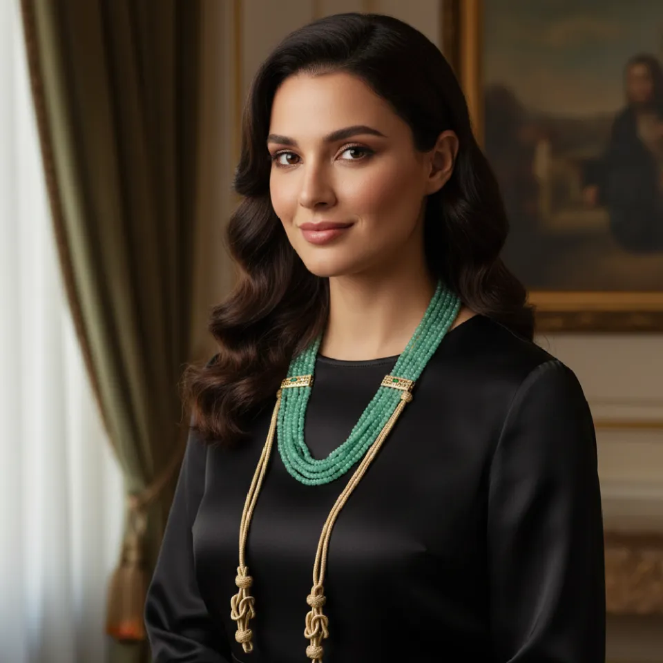 Collier en Aventurine Verte et Or, Ajustable